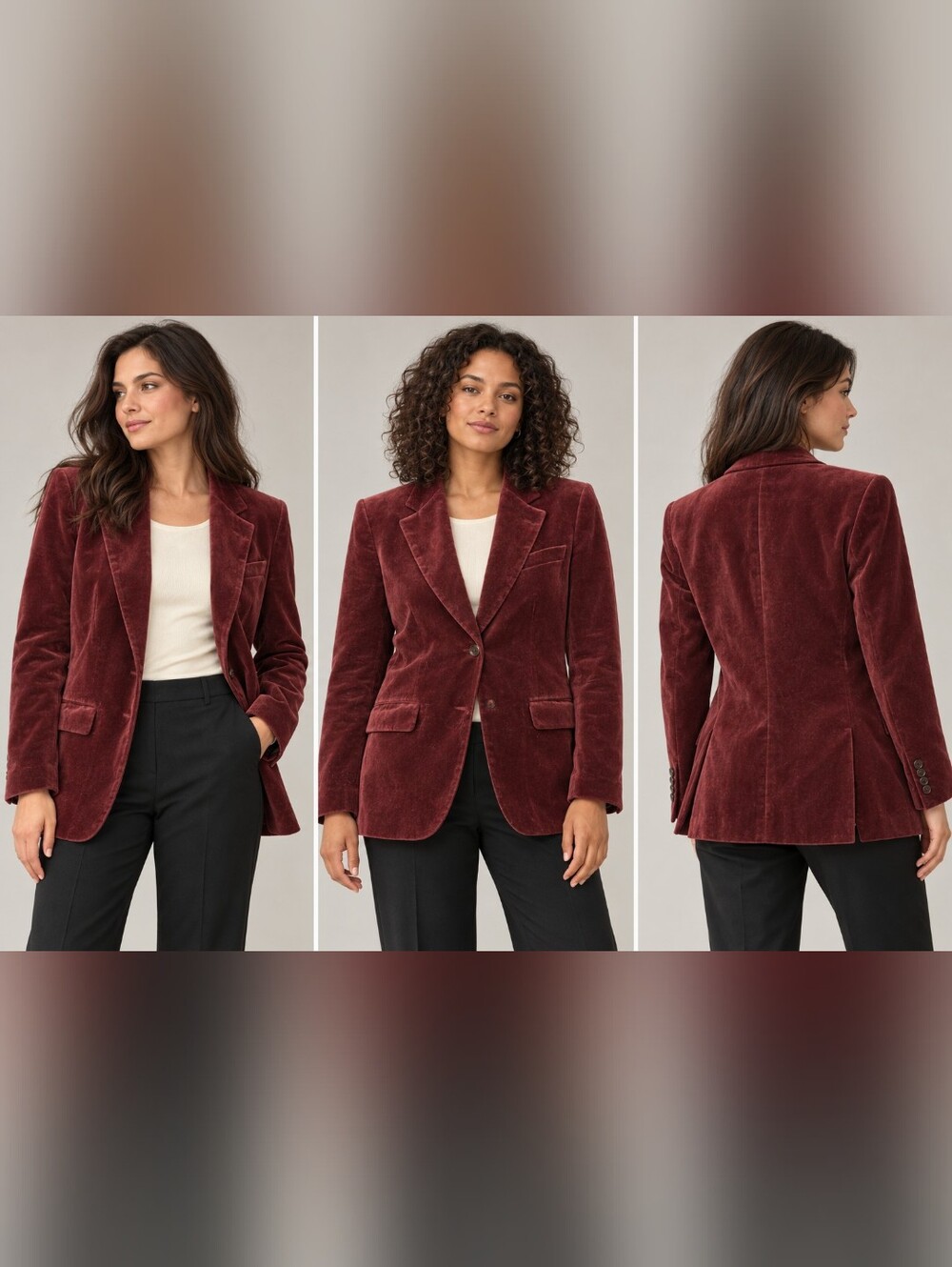 Zara Women's Velvet Blazer in Burgundy US 10